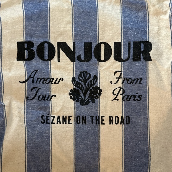 Blue & White Striped Bonjour Tote - Picture 3 of 7